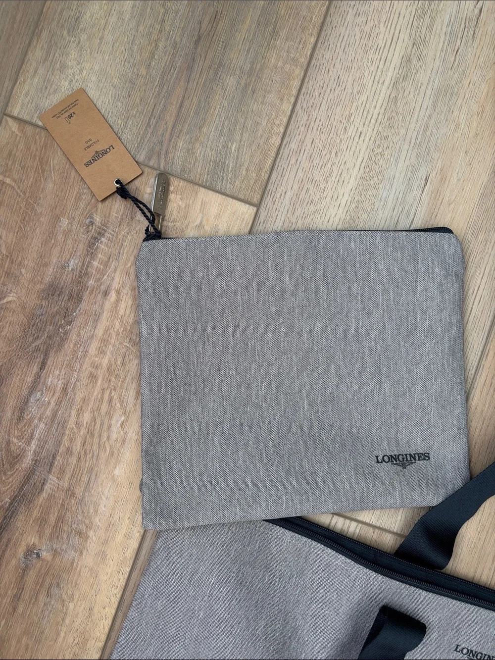 NWT Longines Melange Canvas Foldable Travel Bag Gray/Blue Sporty Minimalist